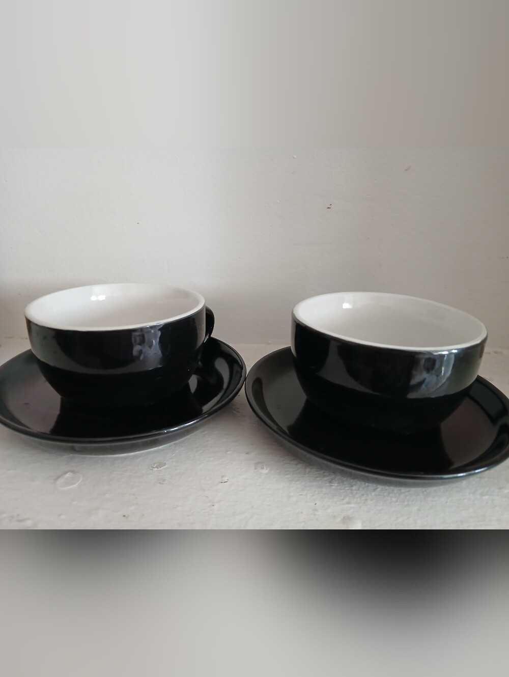 Black Ceramic Cup and Saucer Set - 2-Pack